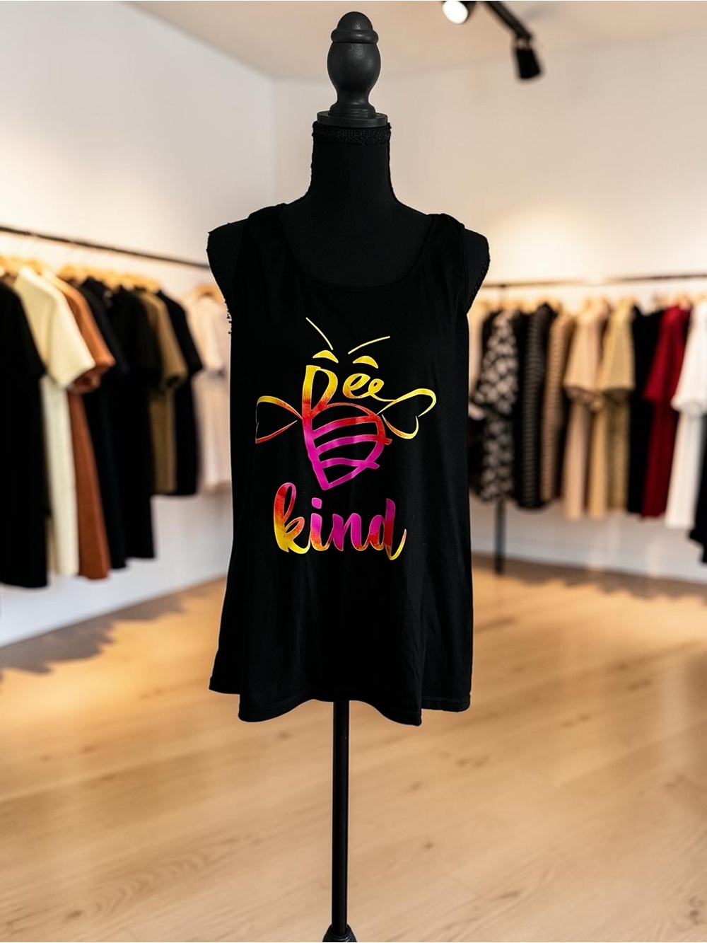 Bee Kind Gradient Graphic Tank Top - Black (Women's)